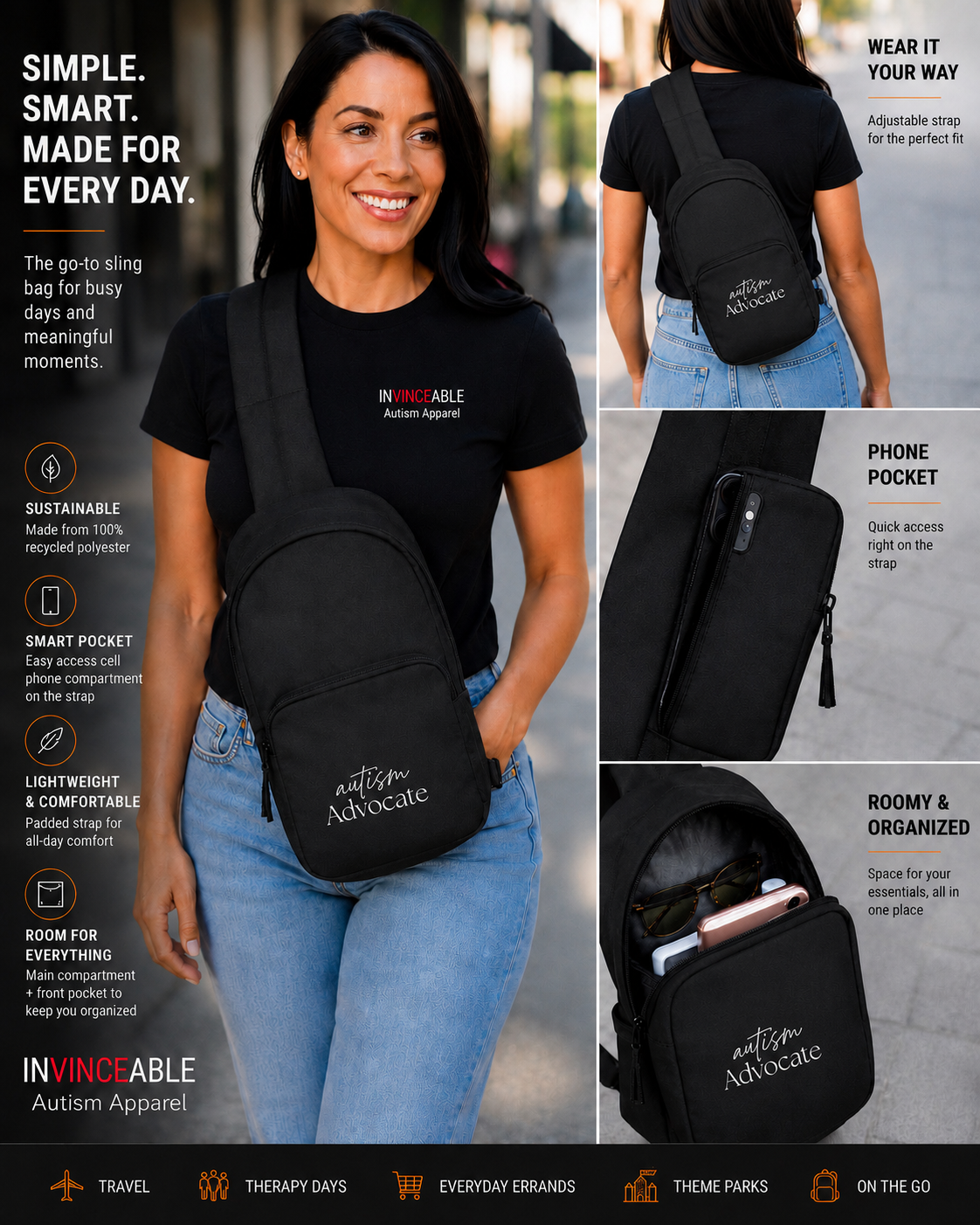 INVINCEABLE Autism Essential Sling Bag