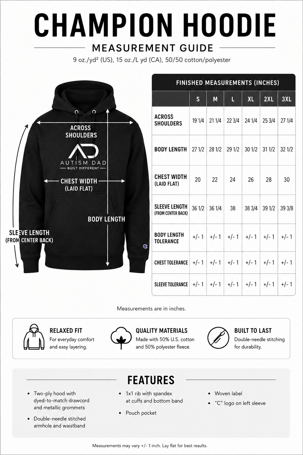 Autism Dad Built Different — Champion® Hoodie