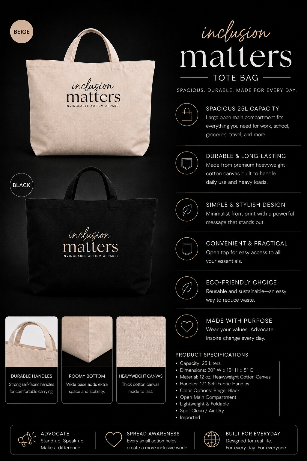 INCLUSION MATTERS ESSENTIALS BAG