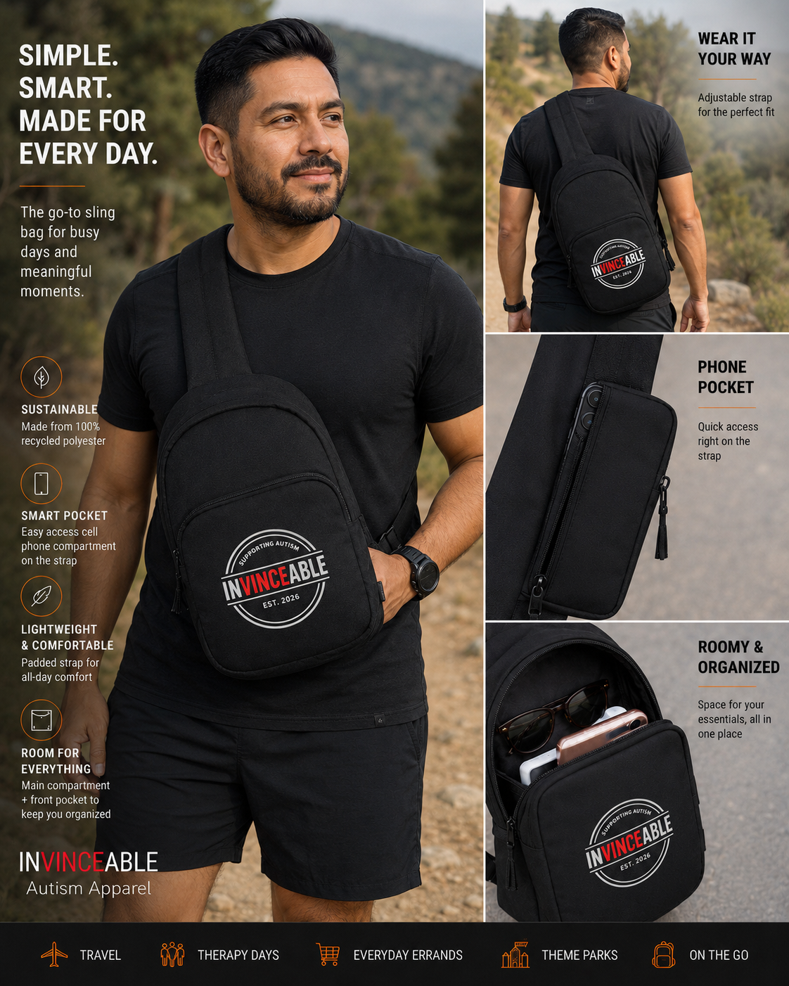 INVINCEABLE Autism Essential Sling Bag